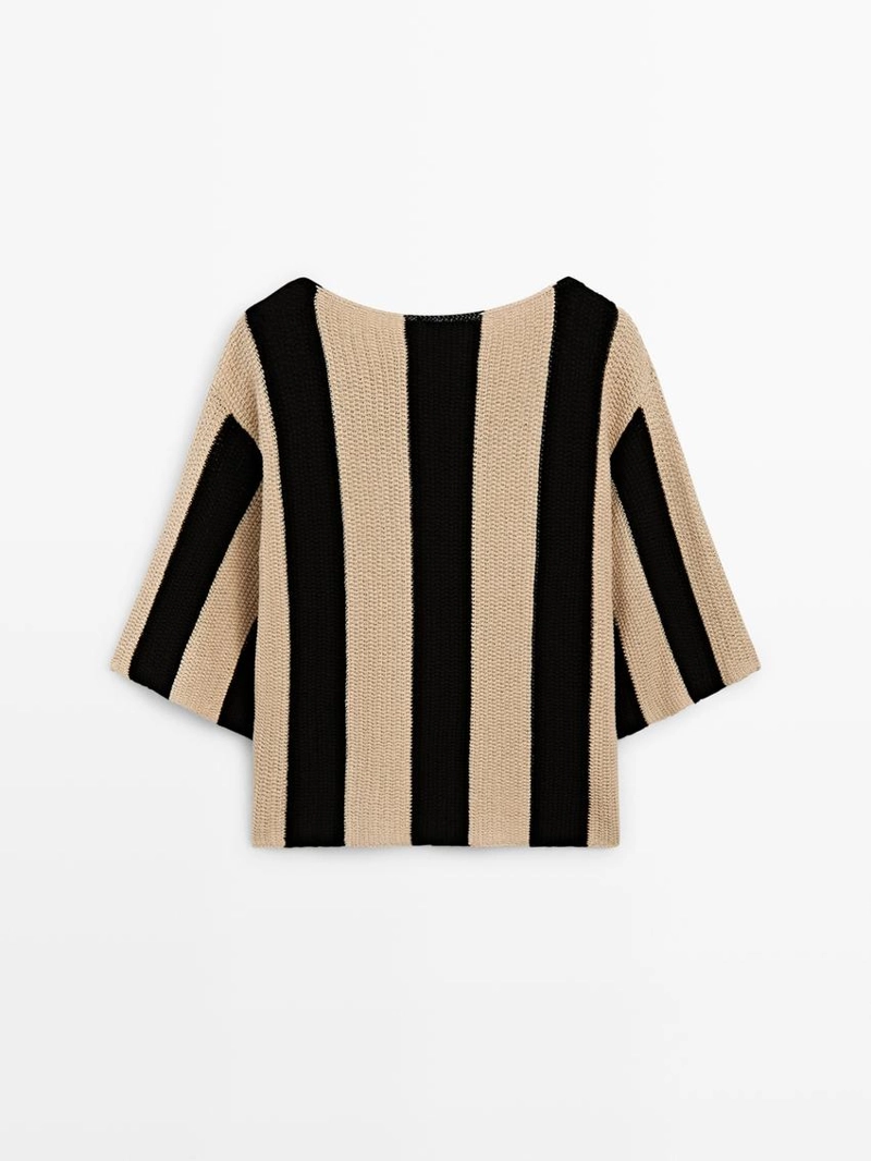 Джемпер из хлопкового трикотажа с полосками