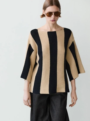 Джемпер из хлопкового трикотажа с полосками- Заказать в России