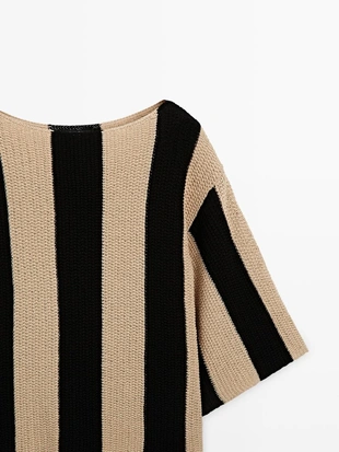 Джемпер из хлопкового трикотажа с полосками- Заказать в России