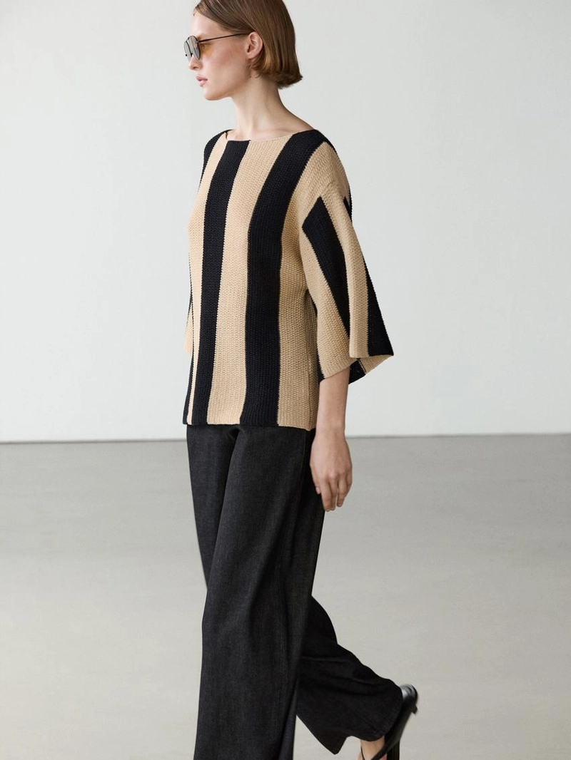 Джемпер из хлопкового трикотажа с полосками