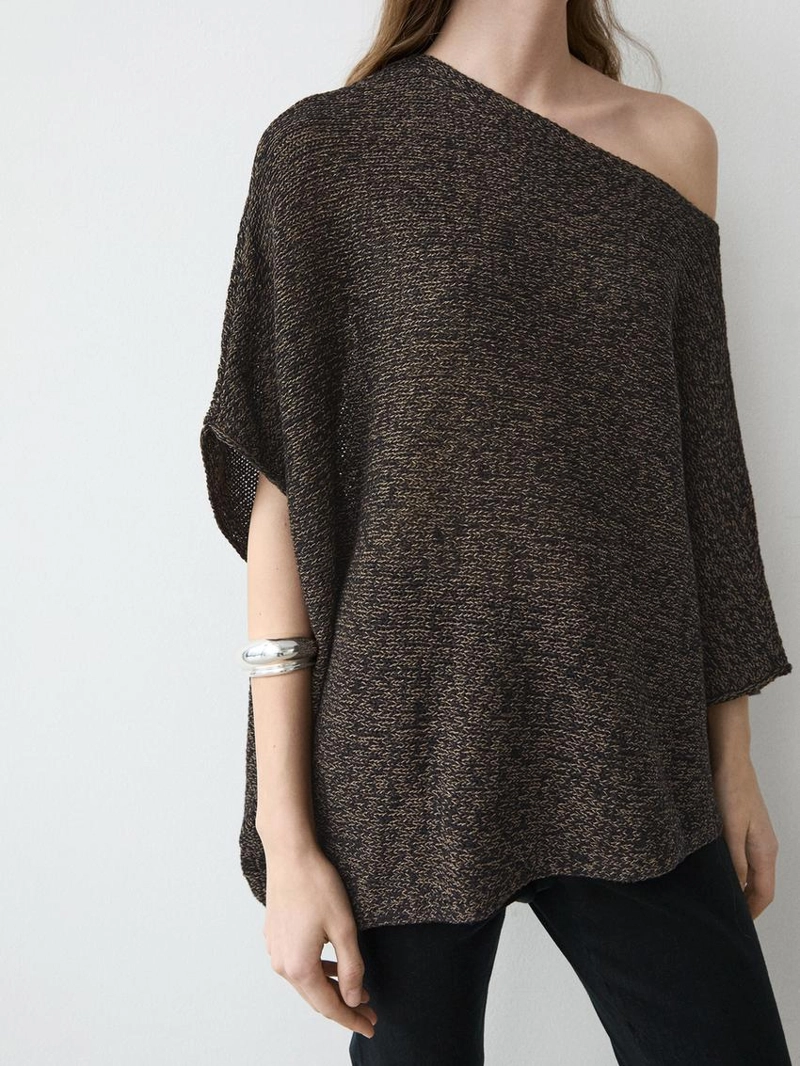 Плавный асимметричный плащ из хлопкового смесового трикотажа