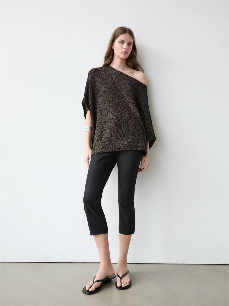 Плавный асимметричный плащ из хлопкового смесового трикотажа