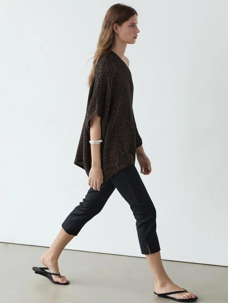 Плавный асимметричный плащ из хлопкового смесового трикотажа