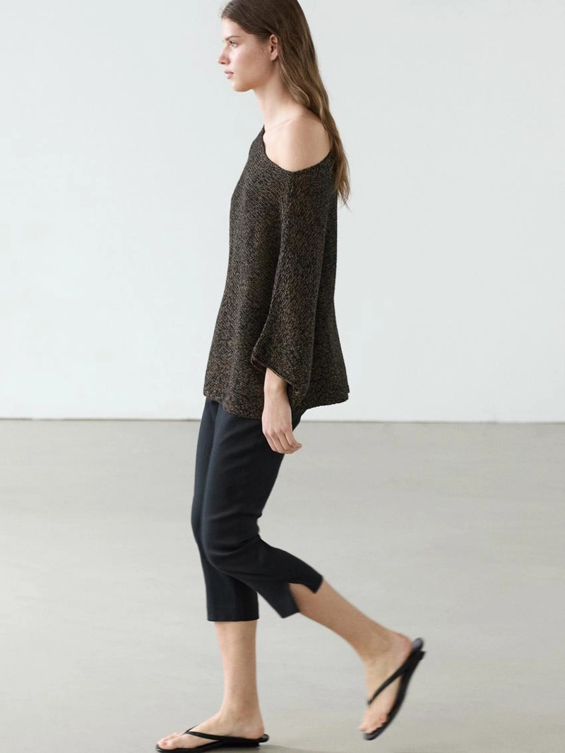 Плавный асимметричный плащ из хлопкового смесового трикотажа