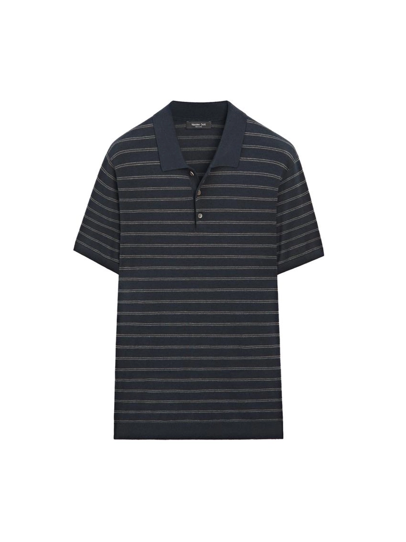 Поло из хлопкового трикотажа с полосатыми деталями