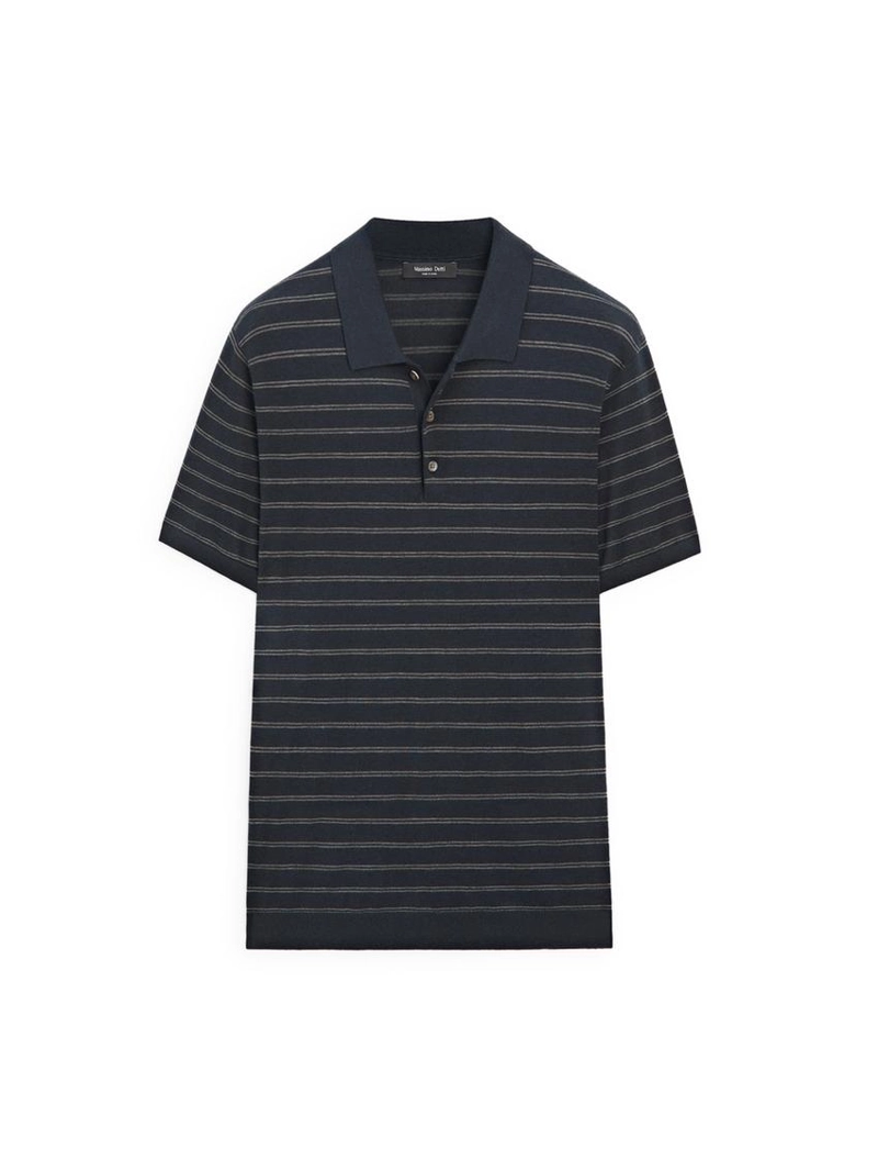 Поло из хлопкового трикотажа с полосатыми деталями