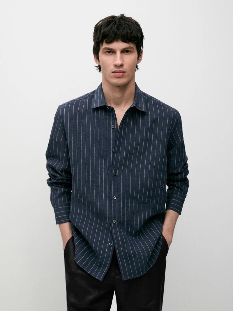 Рубашка в полоску из 100% льна