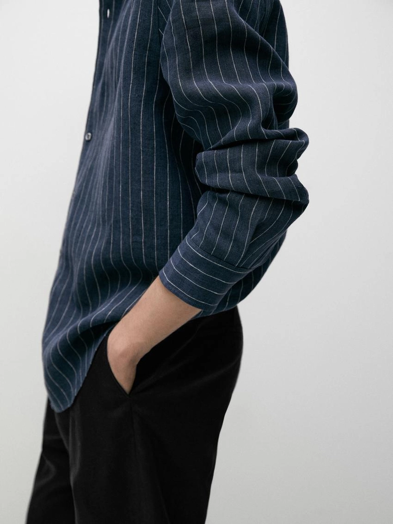 Рубашка в полоску из 100% льна