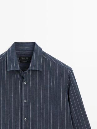 Рубашка в полоску из 100% льна- Заказать в России