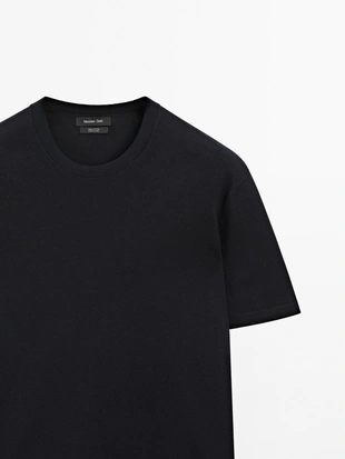 Хлопковая вязаная футболка- Заказать в России