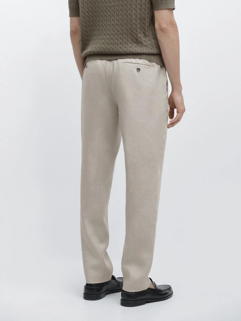 Брюки из льна с зауженным кроем