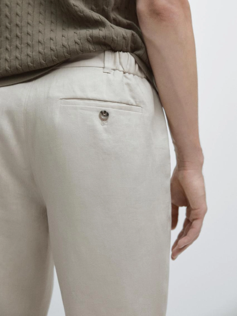 Брюки из льна с зауженным кроем