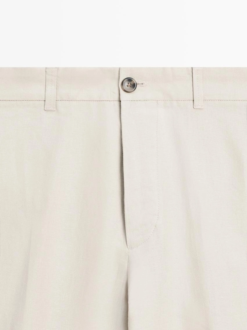 Брюки из льна с зауженным кроем