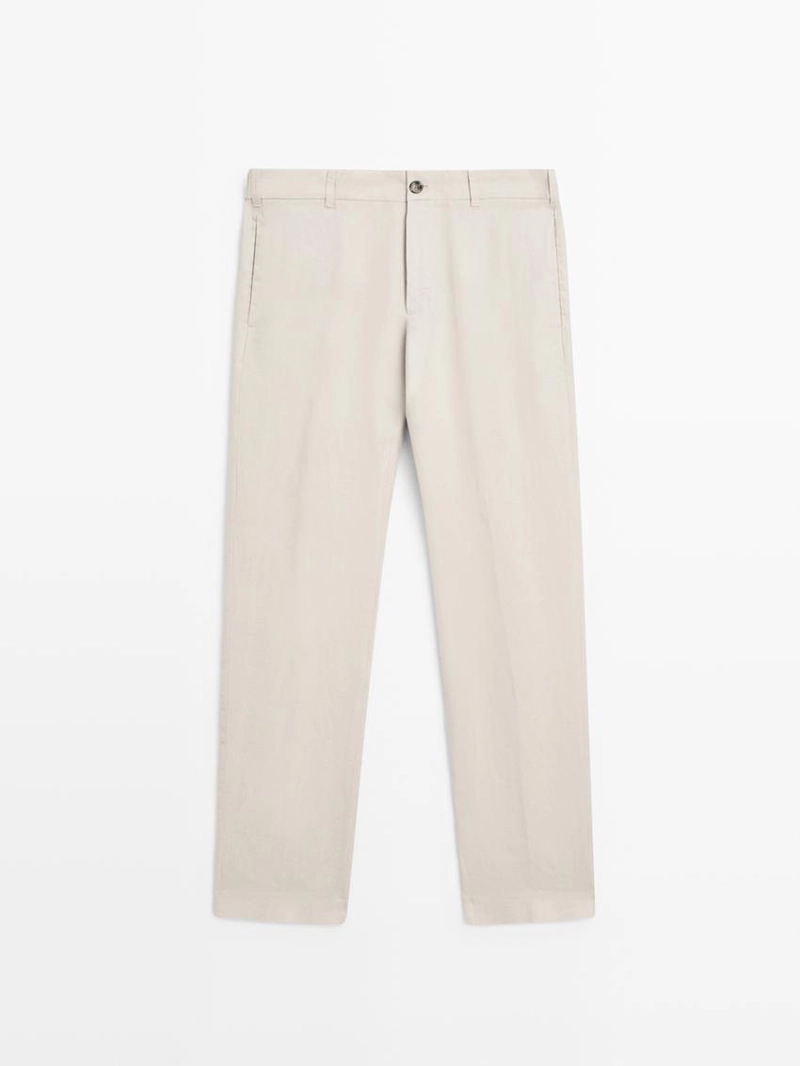 Брюки из льна с зауженным кроем