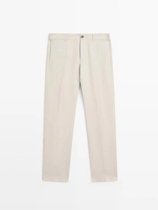 Брюки из льна с зауженным кроем- Заказать в России