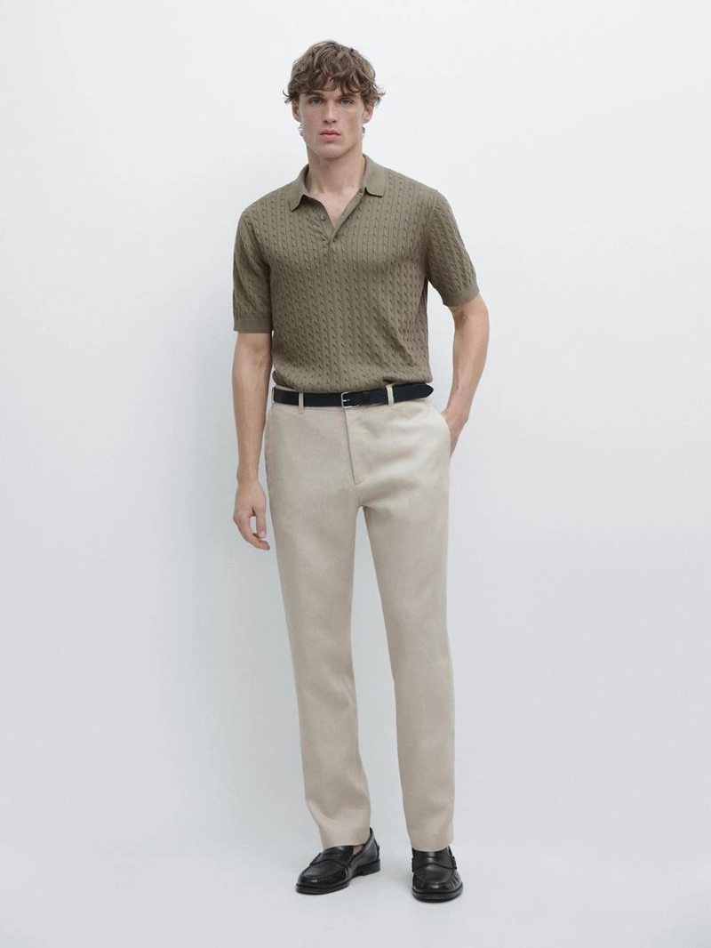 Брюки из льна с зауженным кроем