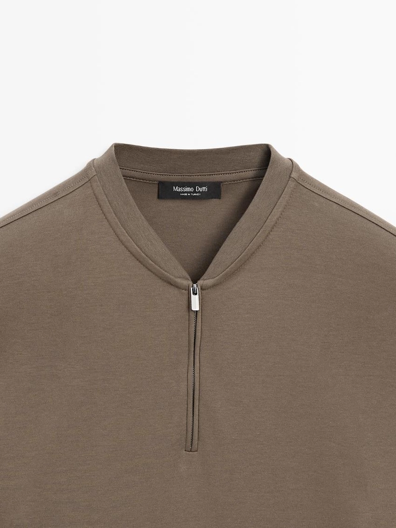 Поло с коротким рукавом на молнии из хлопка