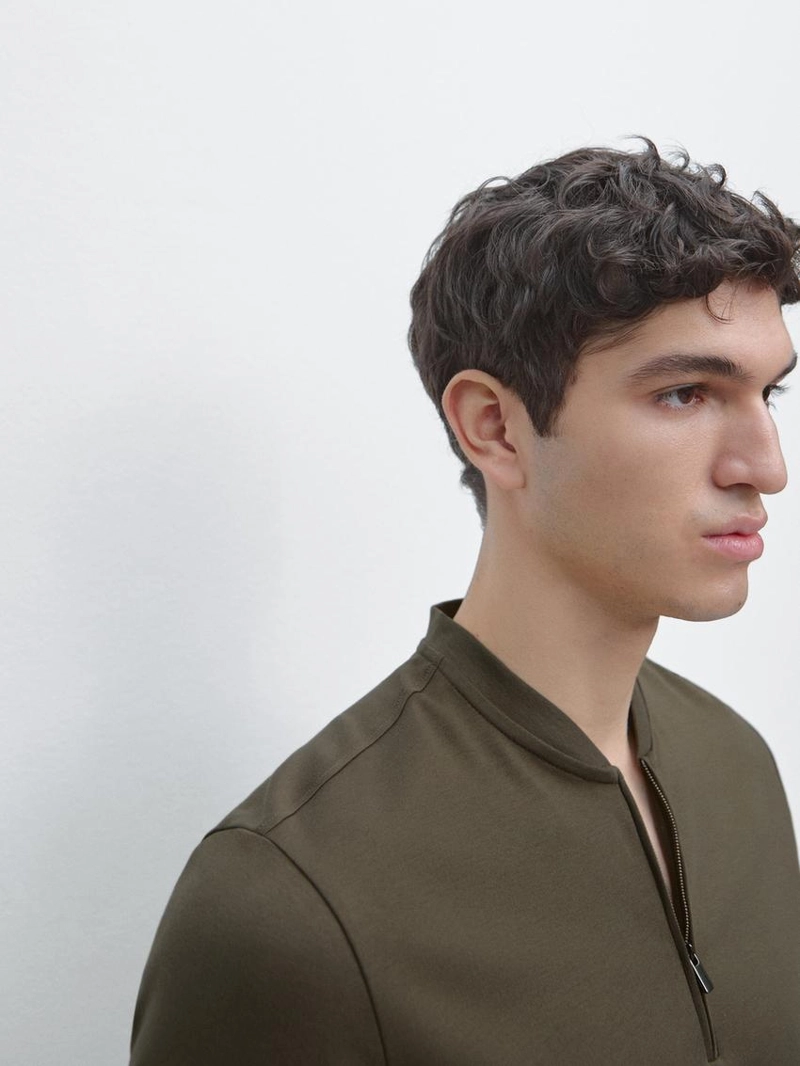 Поло с коротким рукавом на молнии из хлопка