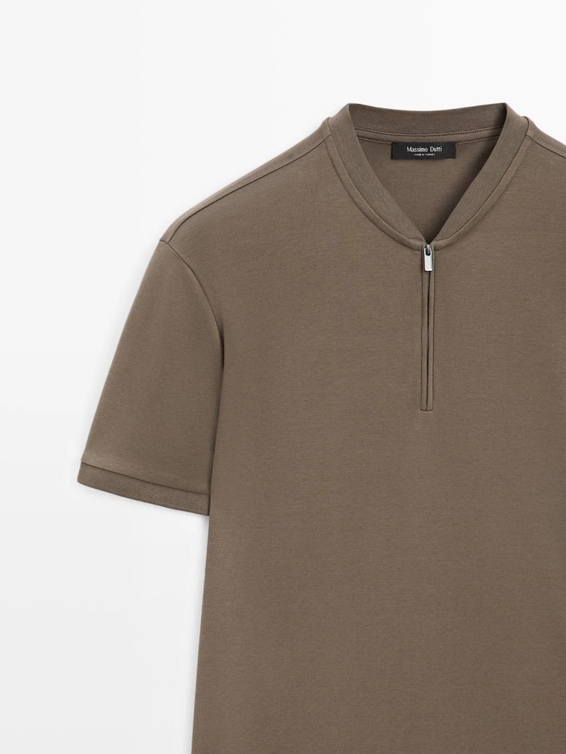 Поло с коротким рукавом на молнии из хлопка