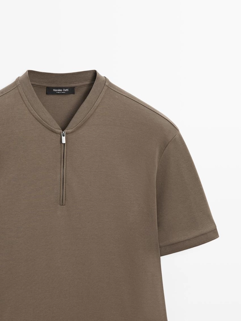 Поло с коротким рукавом на молнии из хлопка