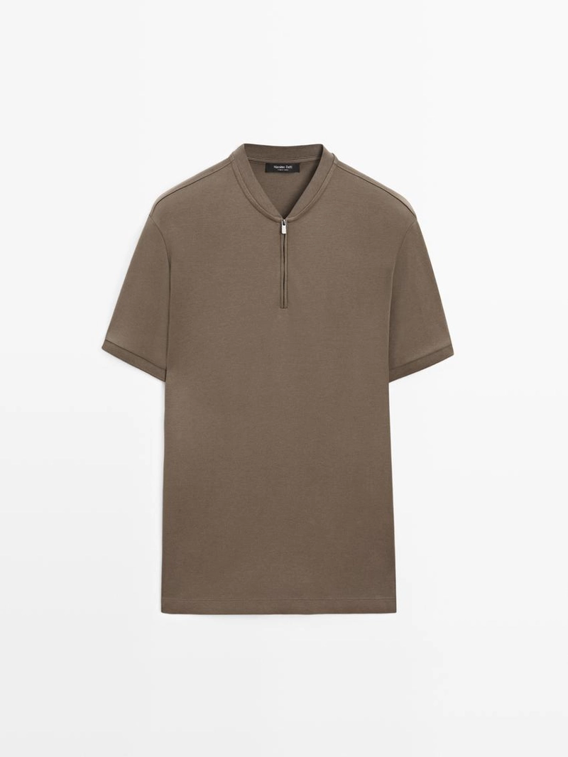 Поло с коротким рукавом на молнии из хлопка