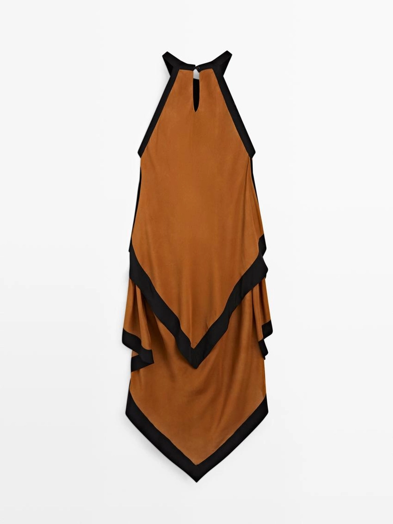 Платье миди с контрастными слоями