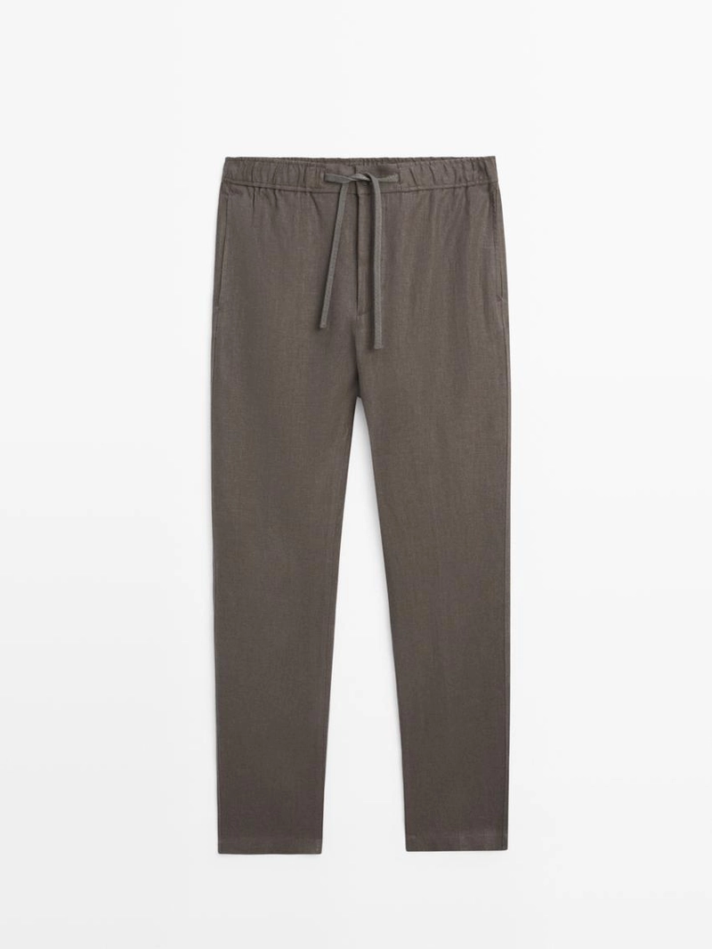 Льняные брюки в стиле джоггер