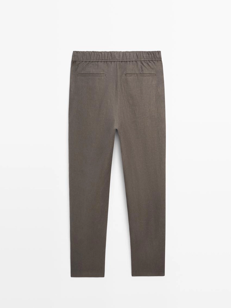 Льняные брюки в стиле джоггер