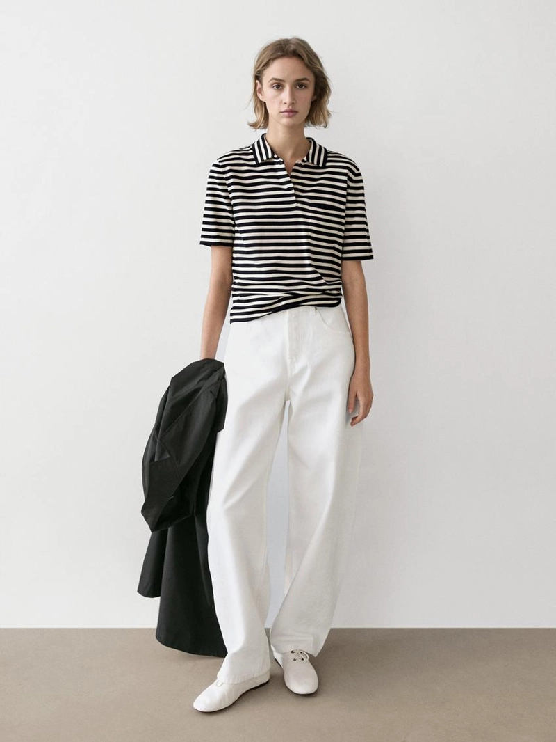 Поло из вязаного трикотажа с карманом