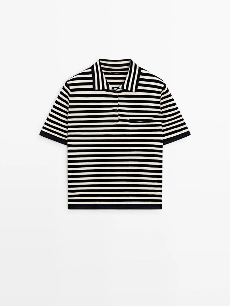 Поло из вязаного трикотажа с карманом