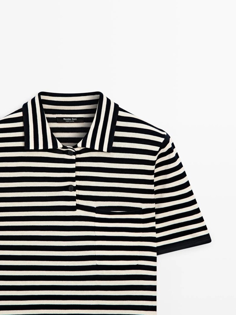 Поло из вязаного трикотажа с карманом