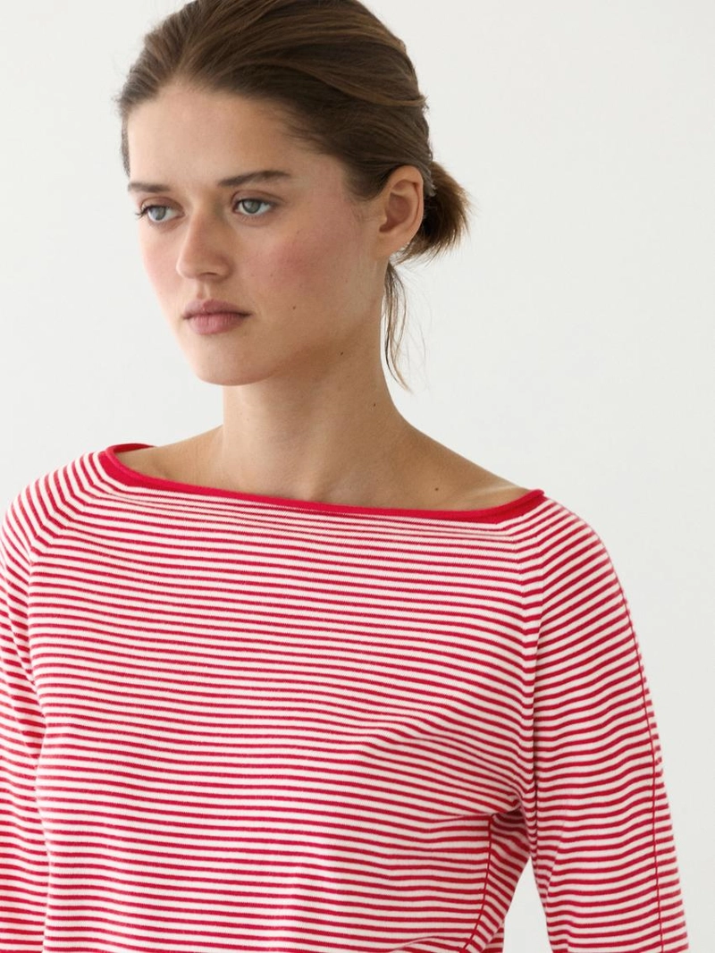 Вязанный свитер из хлопка в полоску