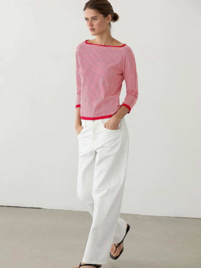 Вязанный свитер из хлопка в полоску