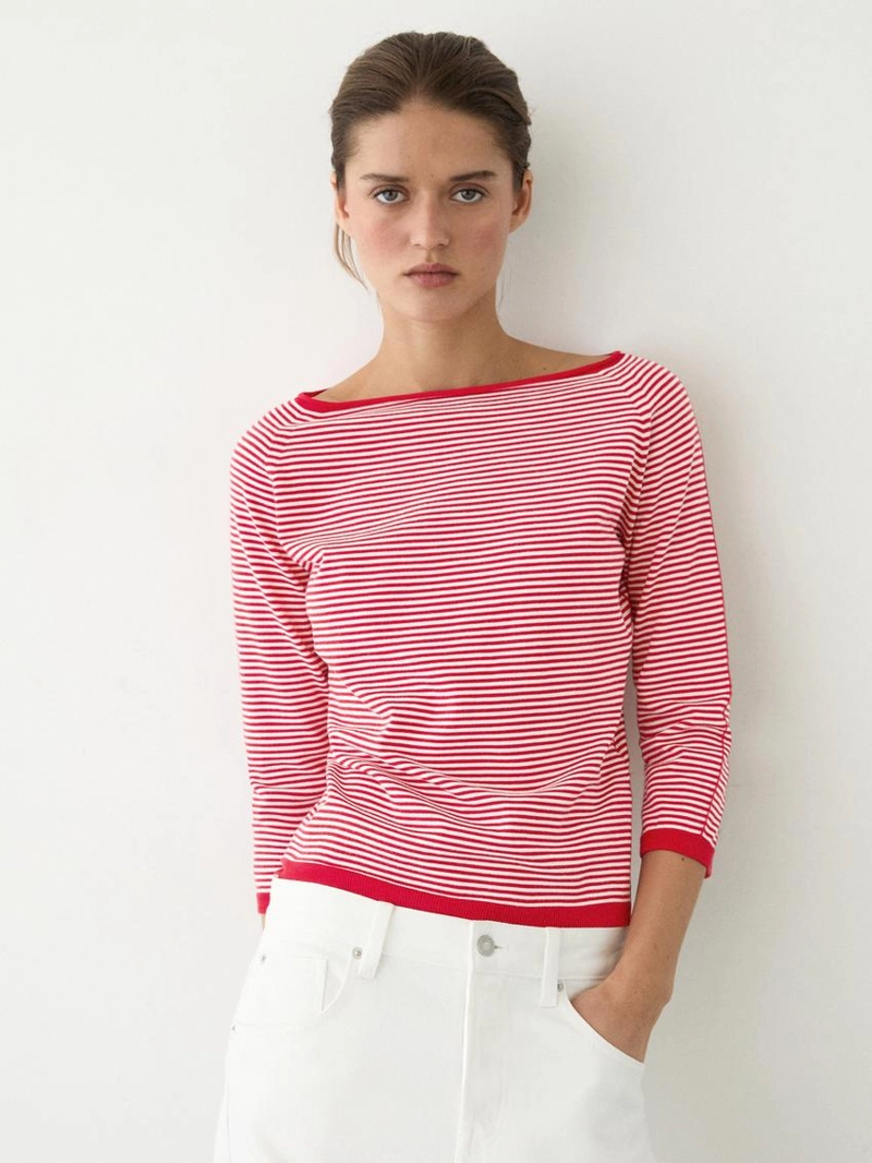 Вязанный свитер из хлопка в полоску