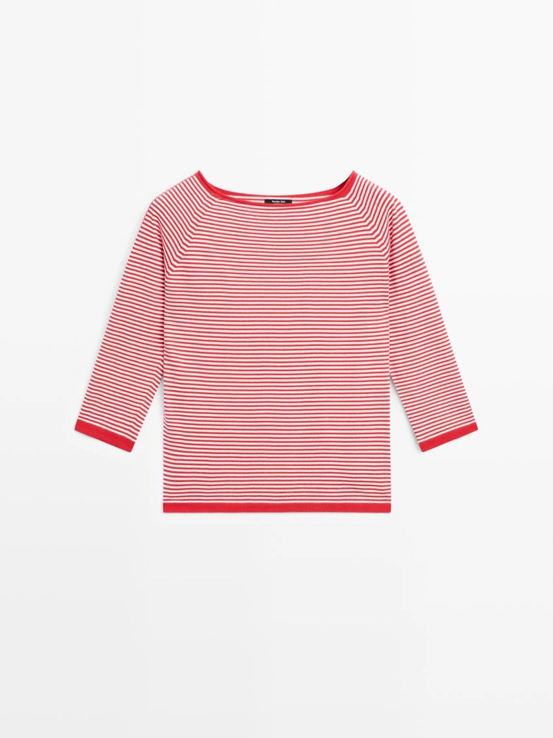 Вязанный свитер из хлопка в полоску