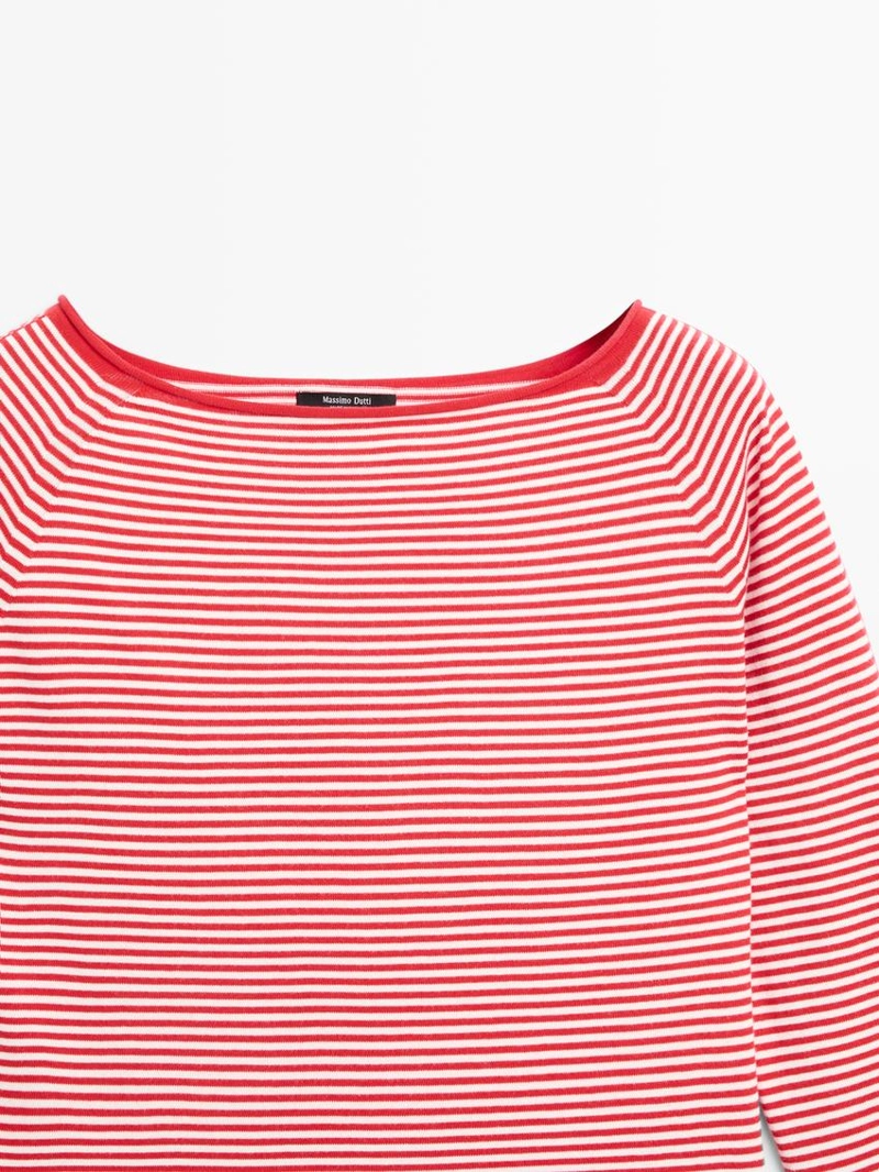 Вязанный свитер из хлопка в полоску