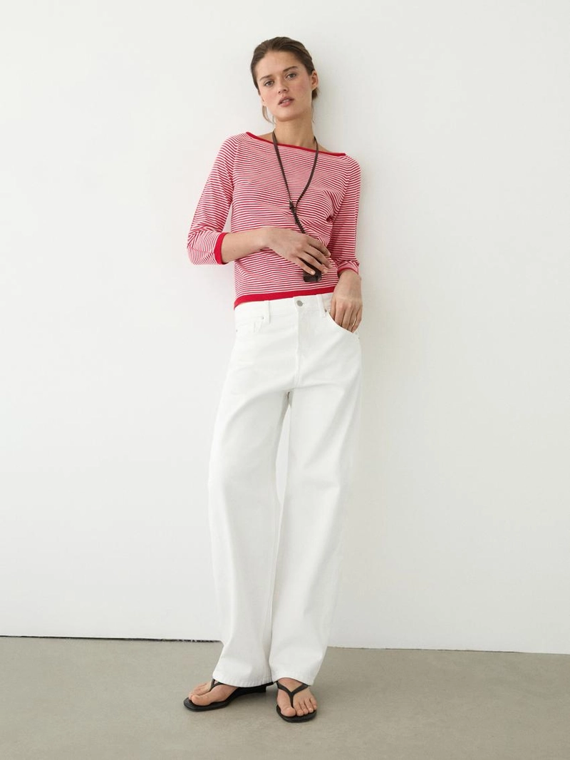 Вязанный свитер из хлопка в полоску