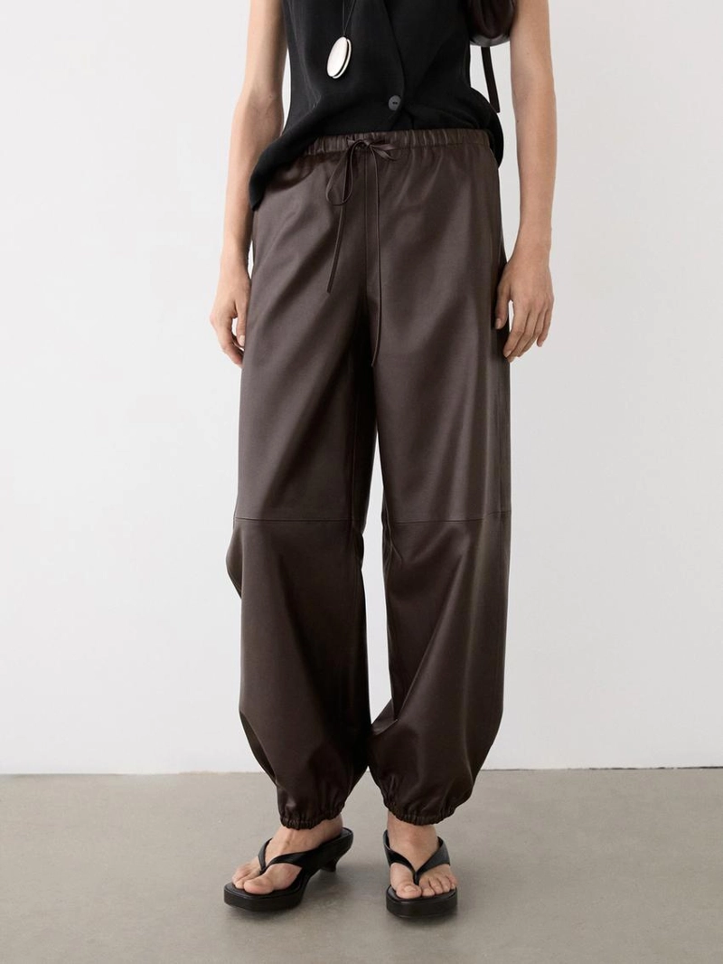 Кожаные брюки-шаровары из нубука