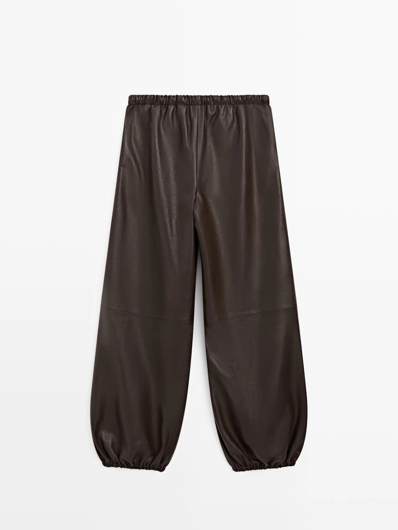 Кожаные брюки-шаровары из нубука