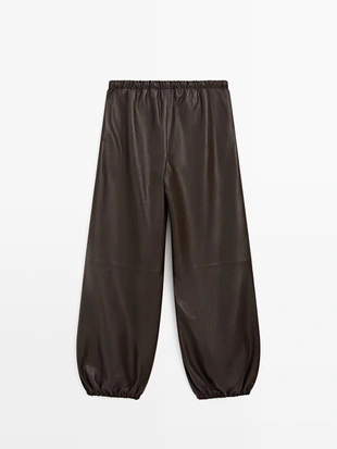 Кожаные брюки-шаровары из нубука- Заказать в России