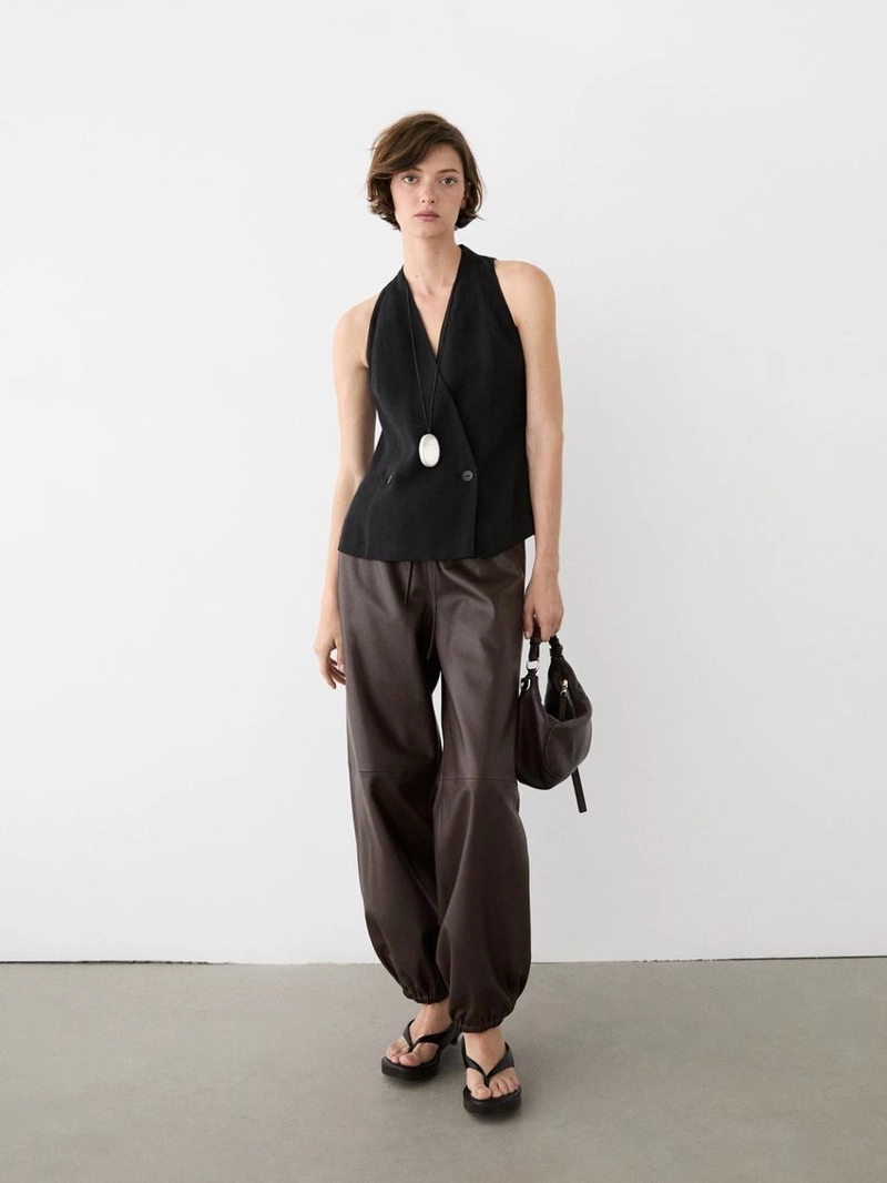 Кожаные брюки-шаровары из нубука