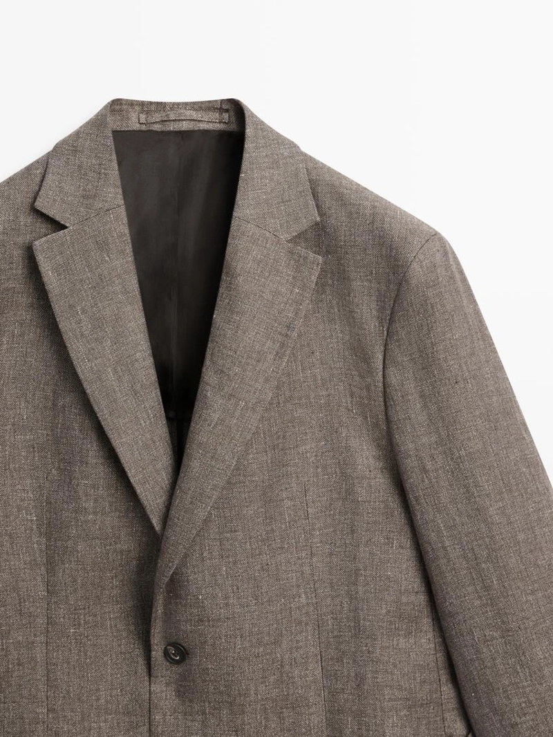 Пиджак из мелированного льна сидячего кроя