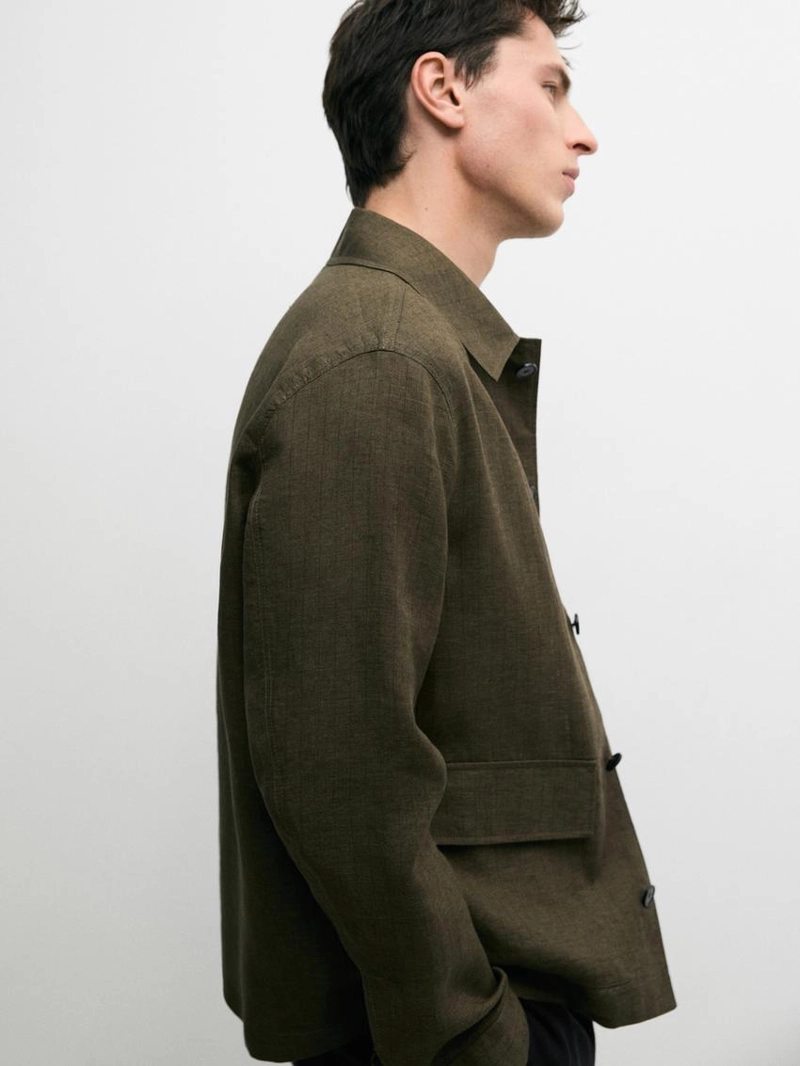 100% льняная рубашка с карманами