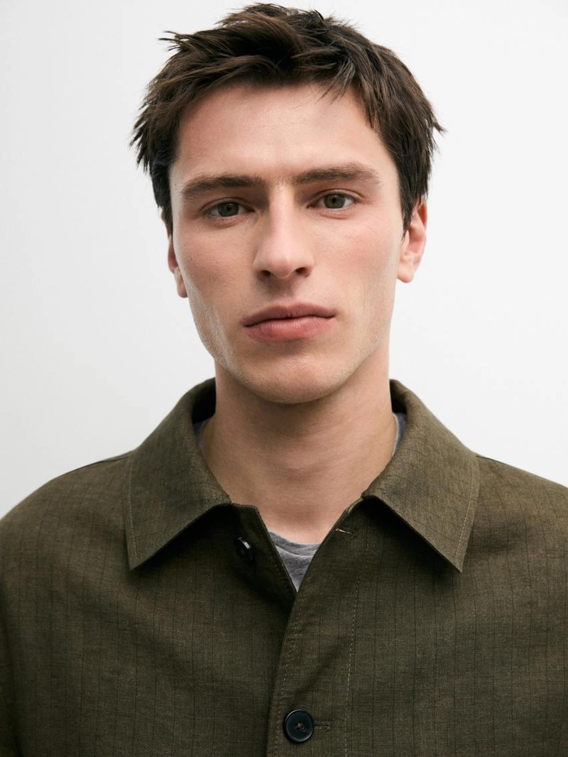 100% льняная рубашка с карманами