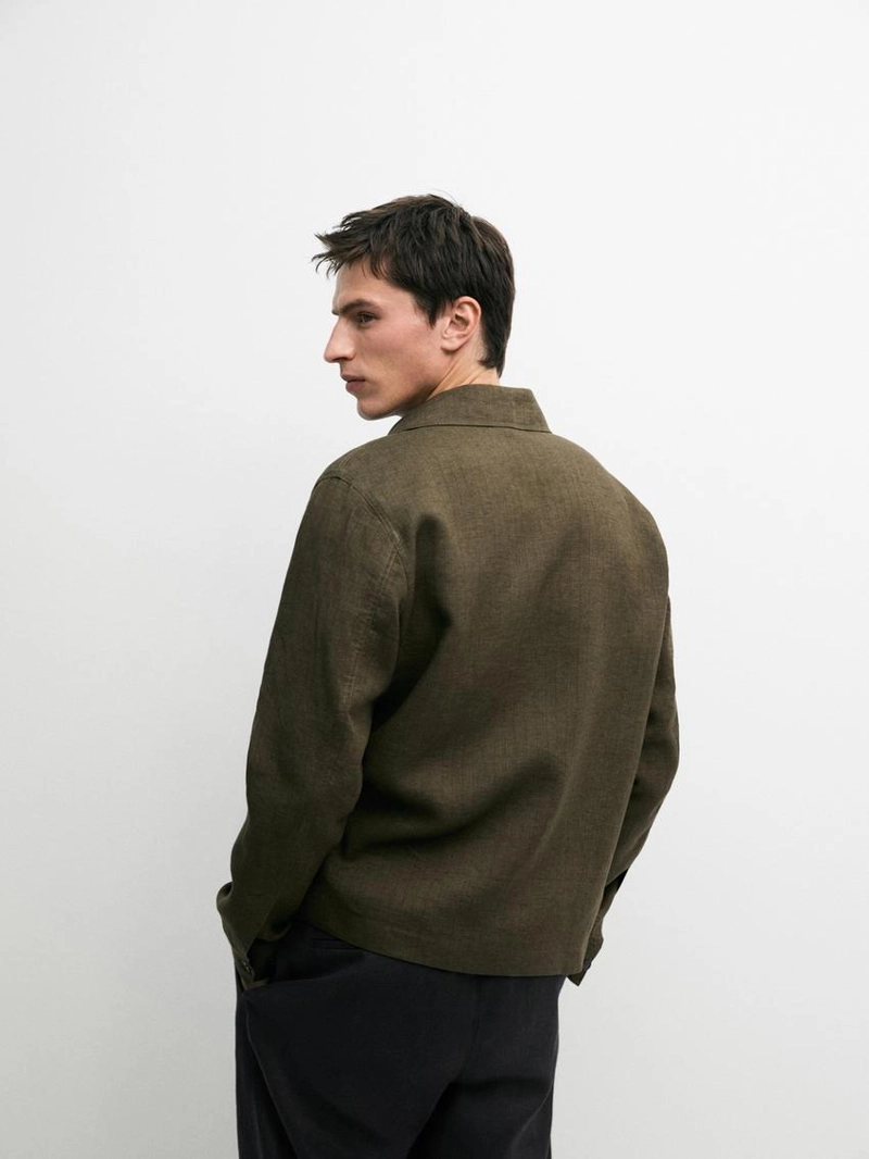 100% льняная рубашка с карманами