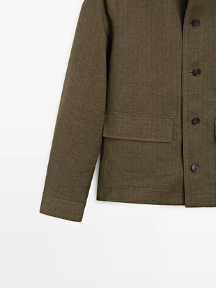 100% льняная рубашка с карманами- Заказать в России