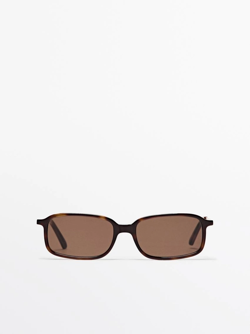 Солнцезащитные очки с прямоугольной оправой в контрастном исполнении