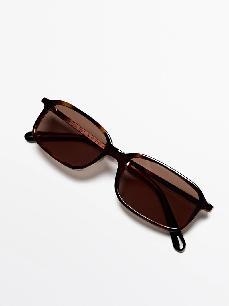 Солнцезащитные очки с прямоугольной оправой в контрастном исполнении