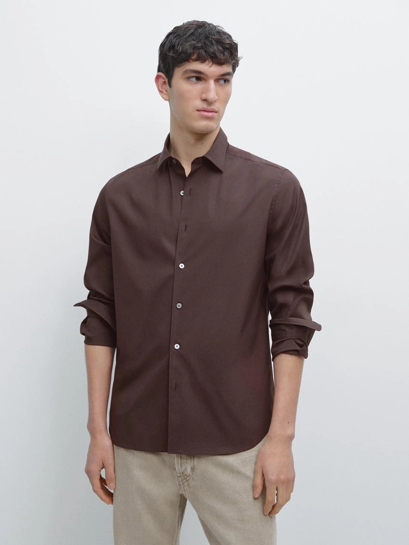 Рубашка slim fit из эластичной ткани