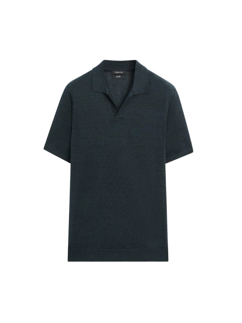 Поло-свитер с v-образным вырезом из льна